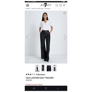 7 For All Mankind Faux Leather Black‎ wide leg pants sz S